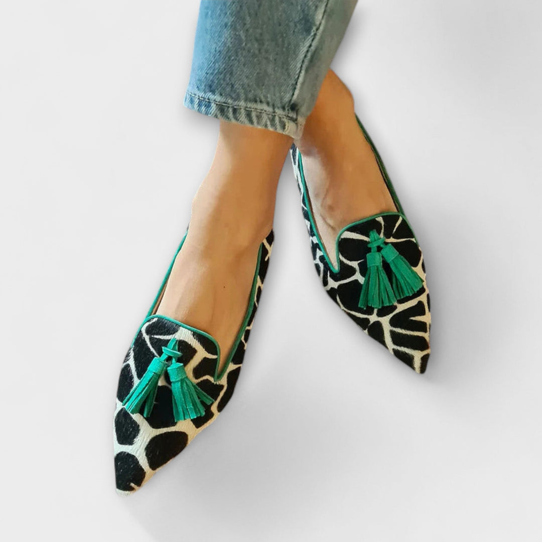 Juliane - Leoparden-Slipper mit Quasten