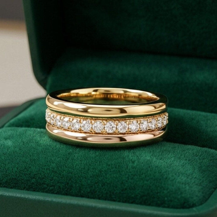 Gold Ring Set Galway with Crystals