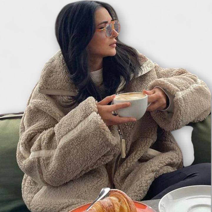Nuage Polaire - Cremefarbene Oversized-Teddyjacke