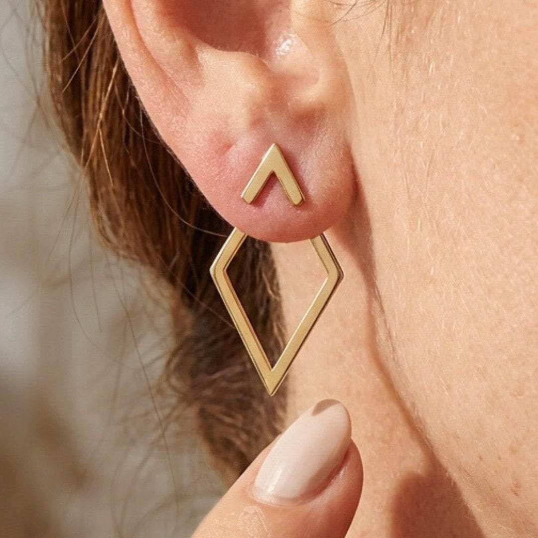 Gold Stud Earrings Caoimhe with Open Triangle