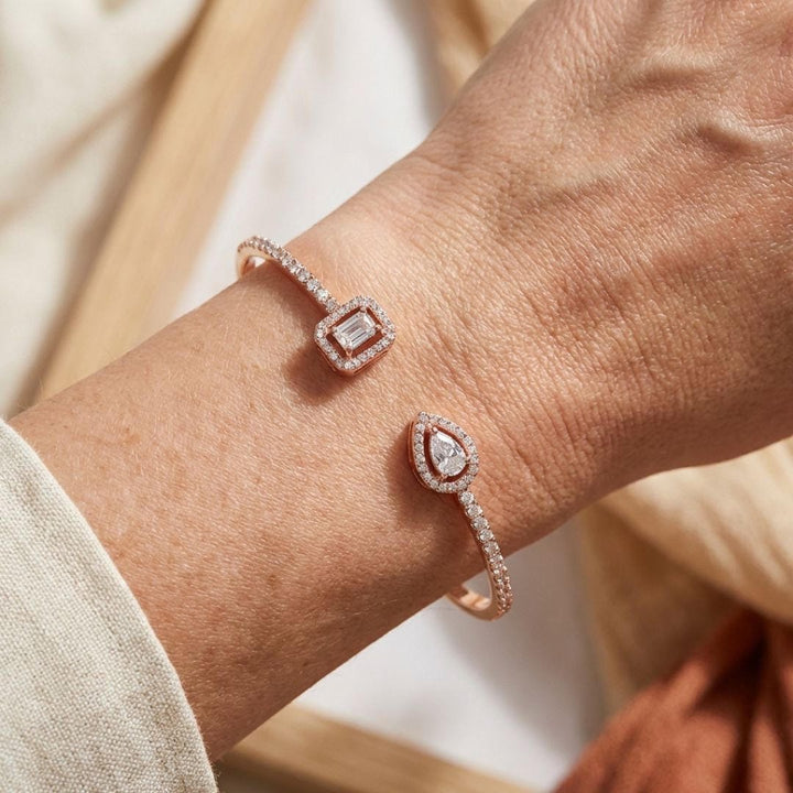 Gold Cuff Bracelet Sadhbh with Zirconia