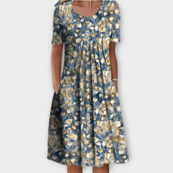 Emelie - Weisses Schichtkleid mit Blütenmuster