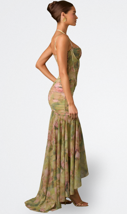 Isamara - Langes Kleid mit Korsett im Aquarell-Look