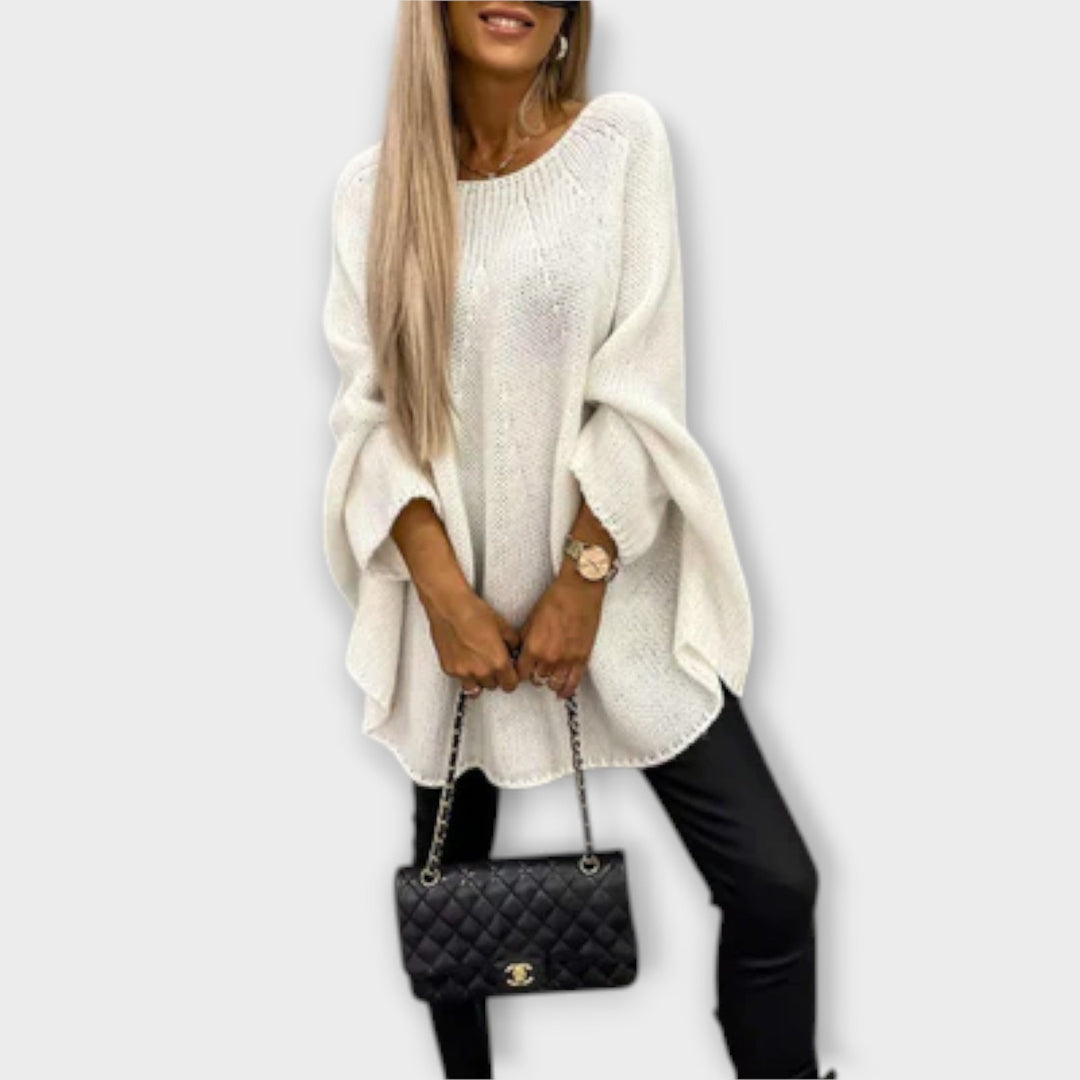 Isabelle - Beiger Damenpullover mit Rundhalsausschnitt