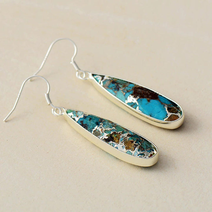 Silver Drop Earrings Emer with Turquoise