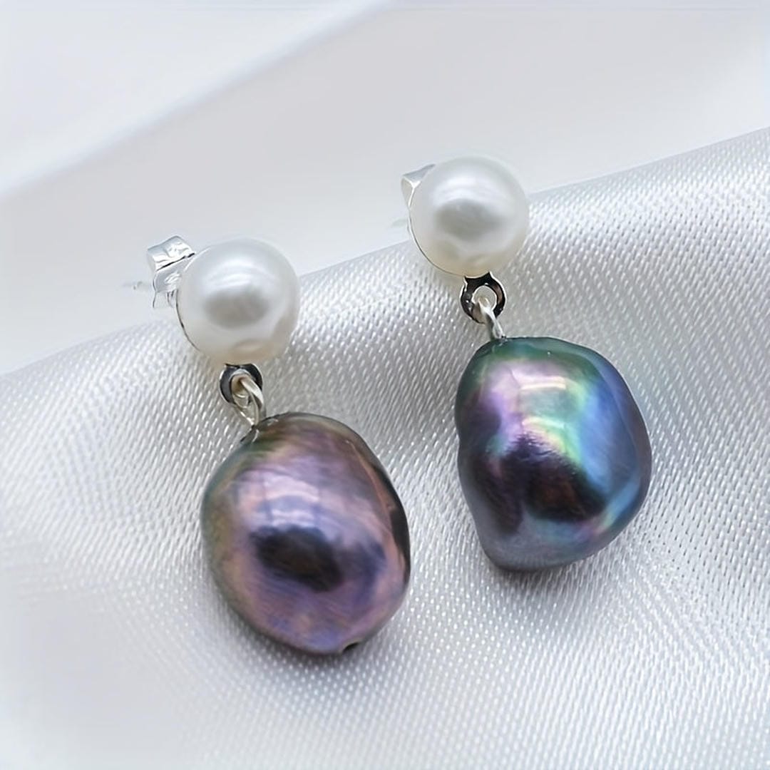 Silver Drop Earrings Róisín with Baroque Pearls