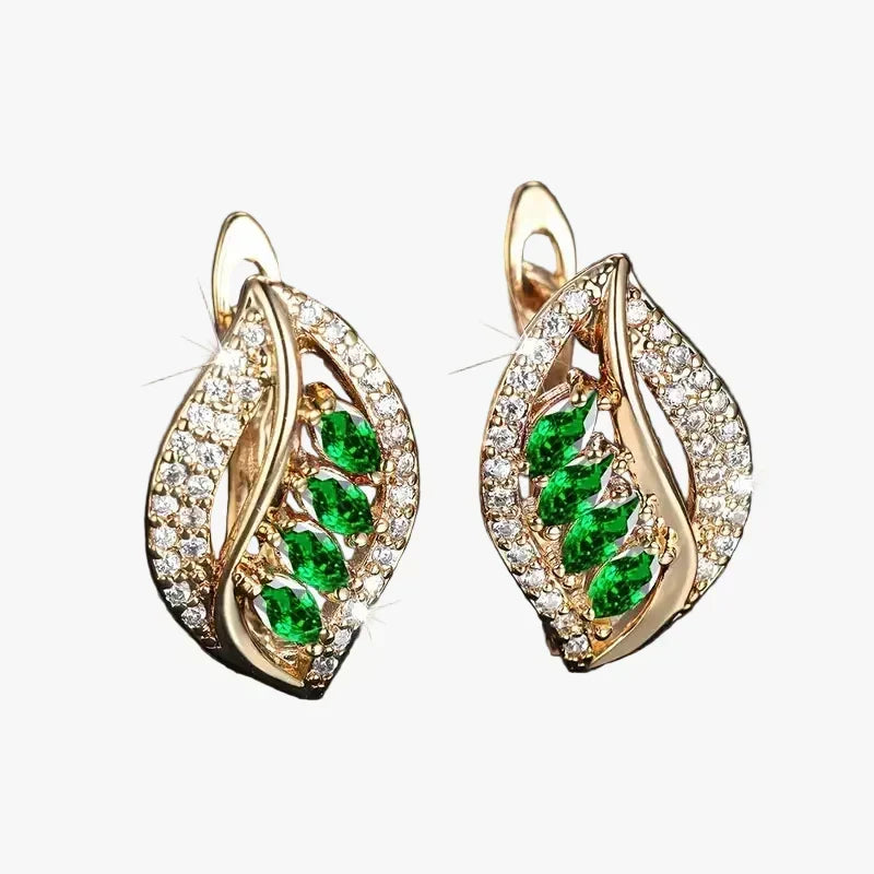 Gold Stud Earrings Aisling with Emerald