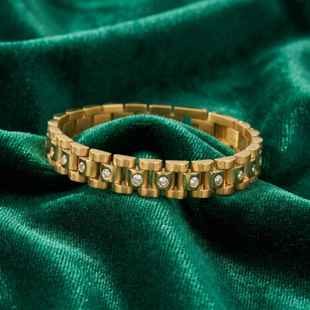 Gold Link Bracelet Aoife with Crystals