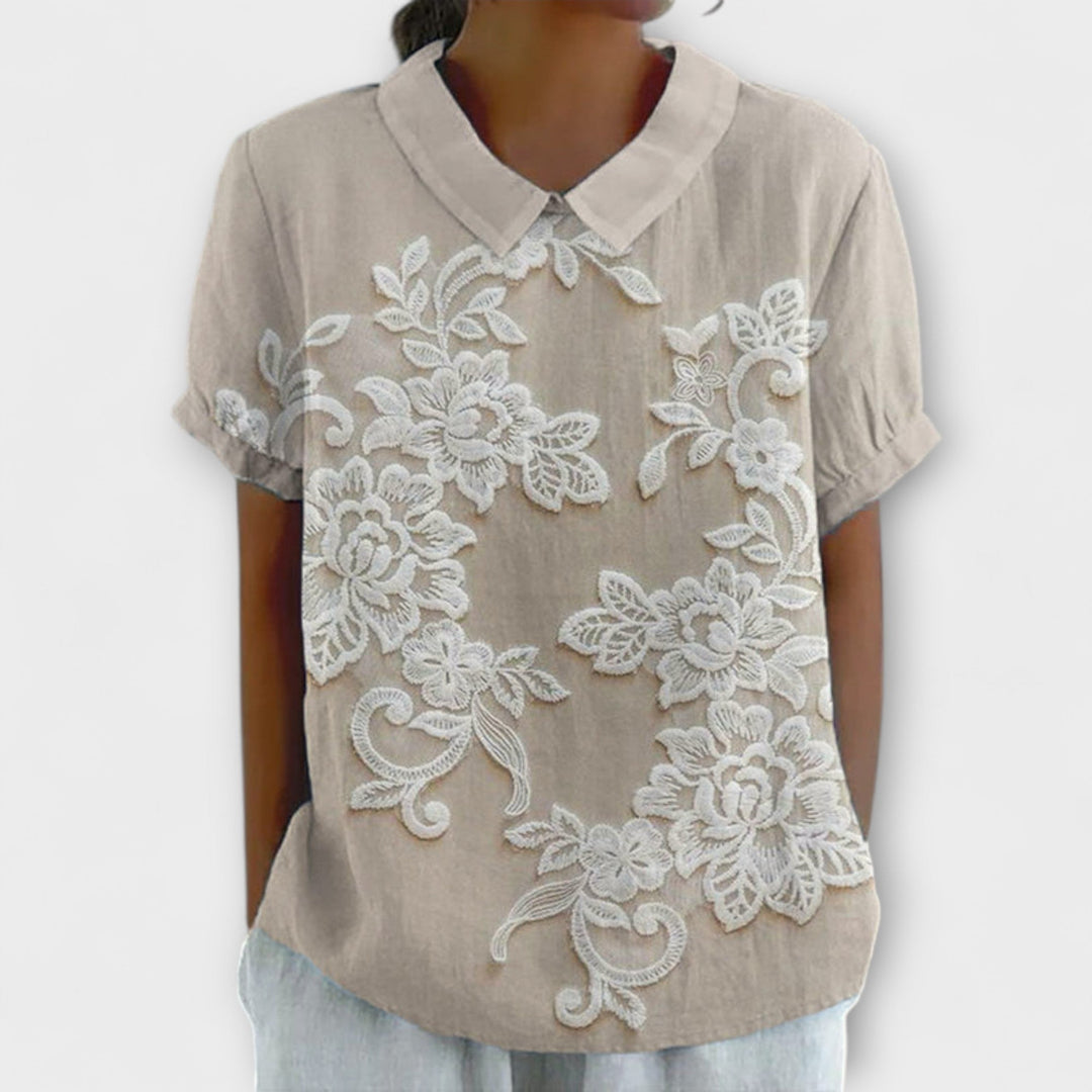 Emma - Weisses Hemd mit Vintage-Spitze
