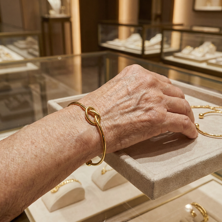 Gold Cuff Bracelet Sinéad with Love Knot