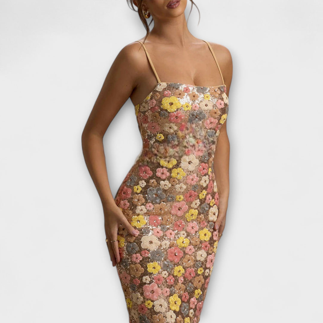 Oakley - Maxikleid mit floralen Pailletten
