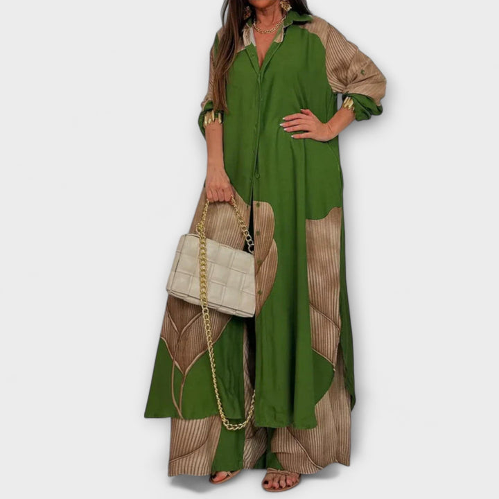 Moriel - Cremefarbenes Set mit langem Cardigan
