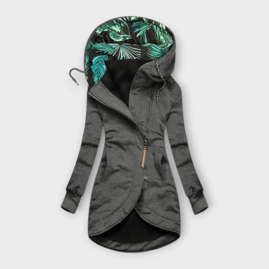 Nora - Olivgrüne elegante Jacke mit Print