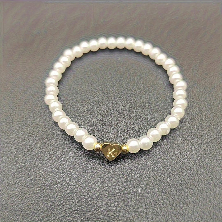 Pearl Beaded Bracelet Laoise with Heart Initial
