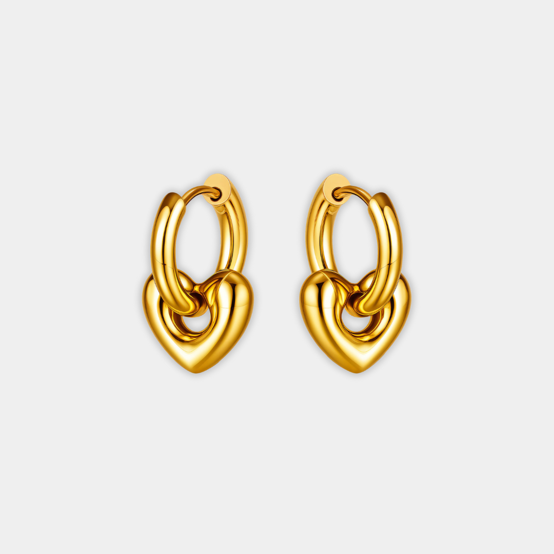 Gold Hoop Earrings Aoibhinn with Heart Charm