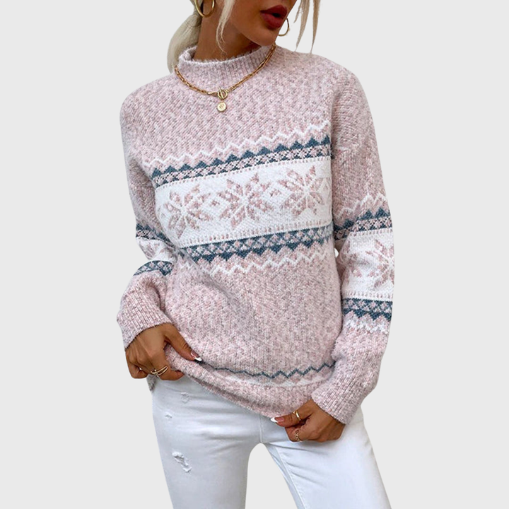 Kielo | Hellblauer Vintage-Pullover mit Norweger-Muster