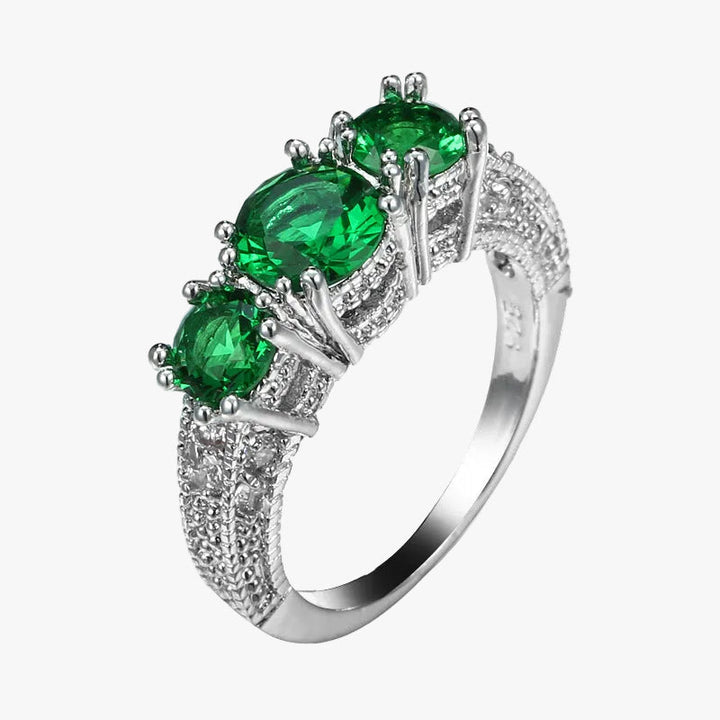 Silver Ring Íde with Emerald