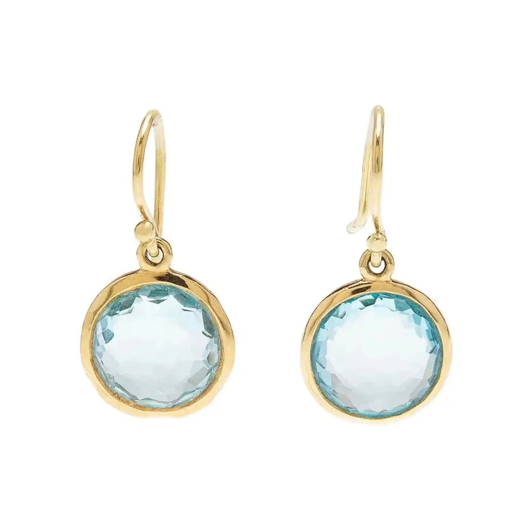 Gold Drop Earrings Cobh with Blue Crystal