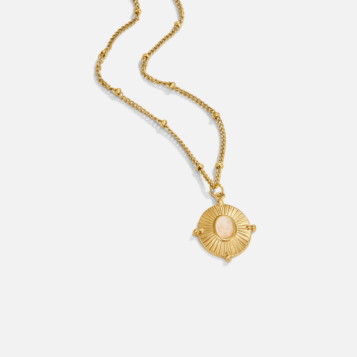 Gold Necklace Aoibhinn with Sunburst Medallion