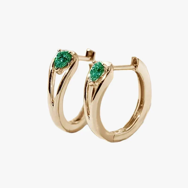 Gold Hoop Earrings Sadhbh with Emerald