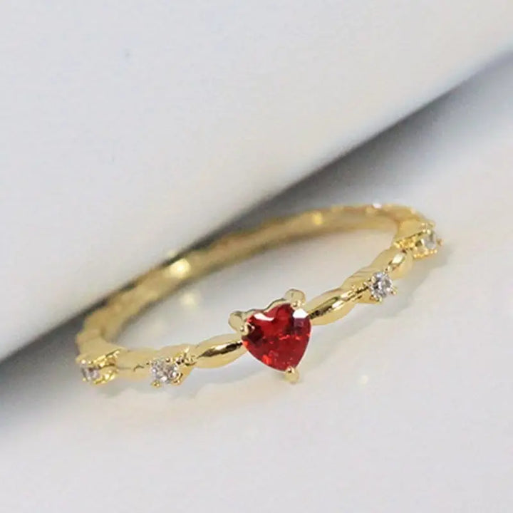 Gold Ring Aisling with Ruby Heart
