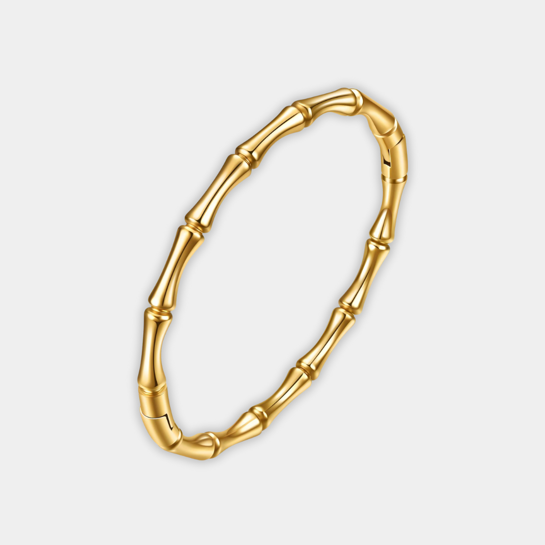 Gold Bangle Bracelet Clíona with Bamboo