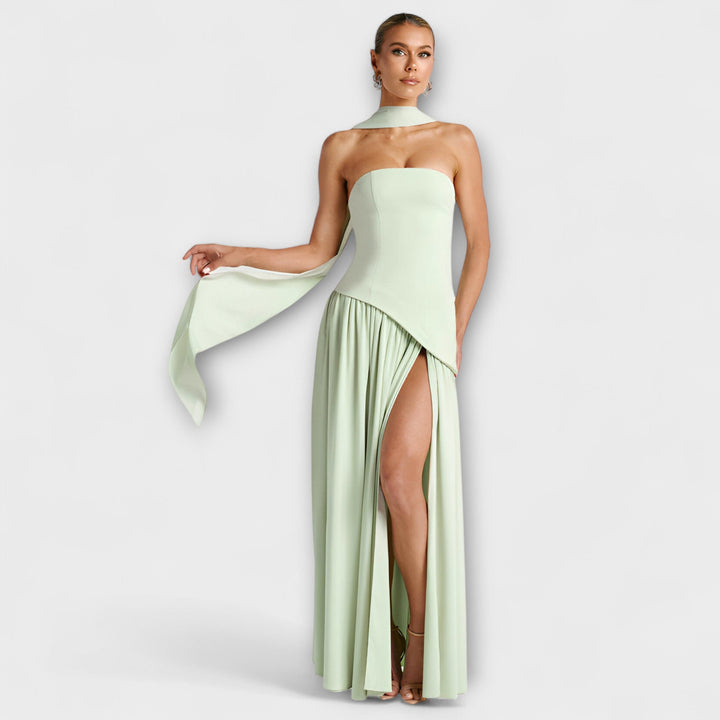 Tessa - Gelbes Maxikleid mit Schlitz
