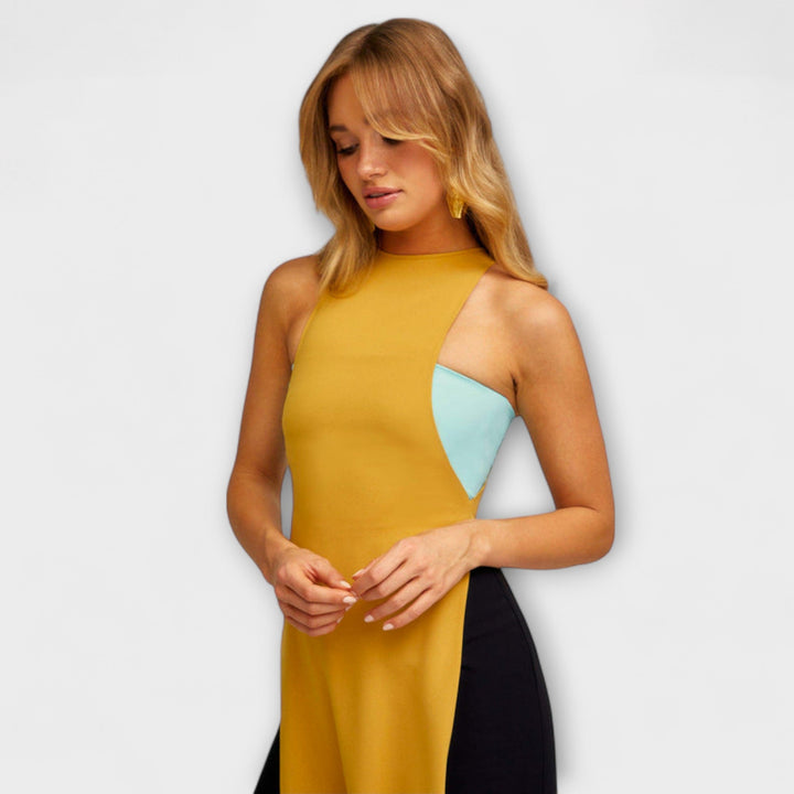 Kimberly - Gelb-schwarzer Jumpsuit