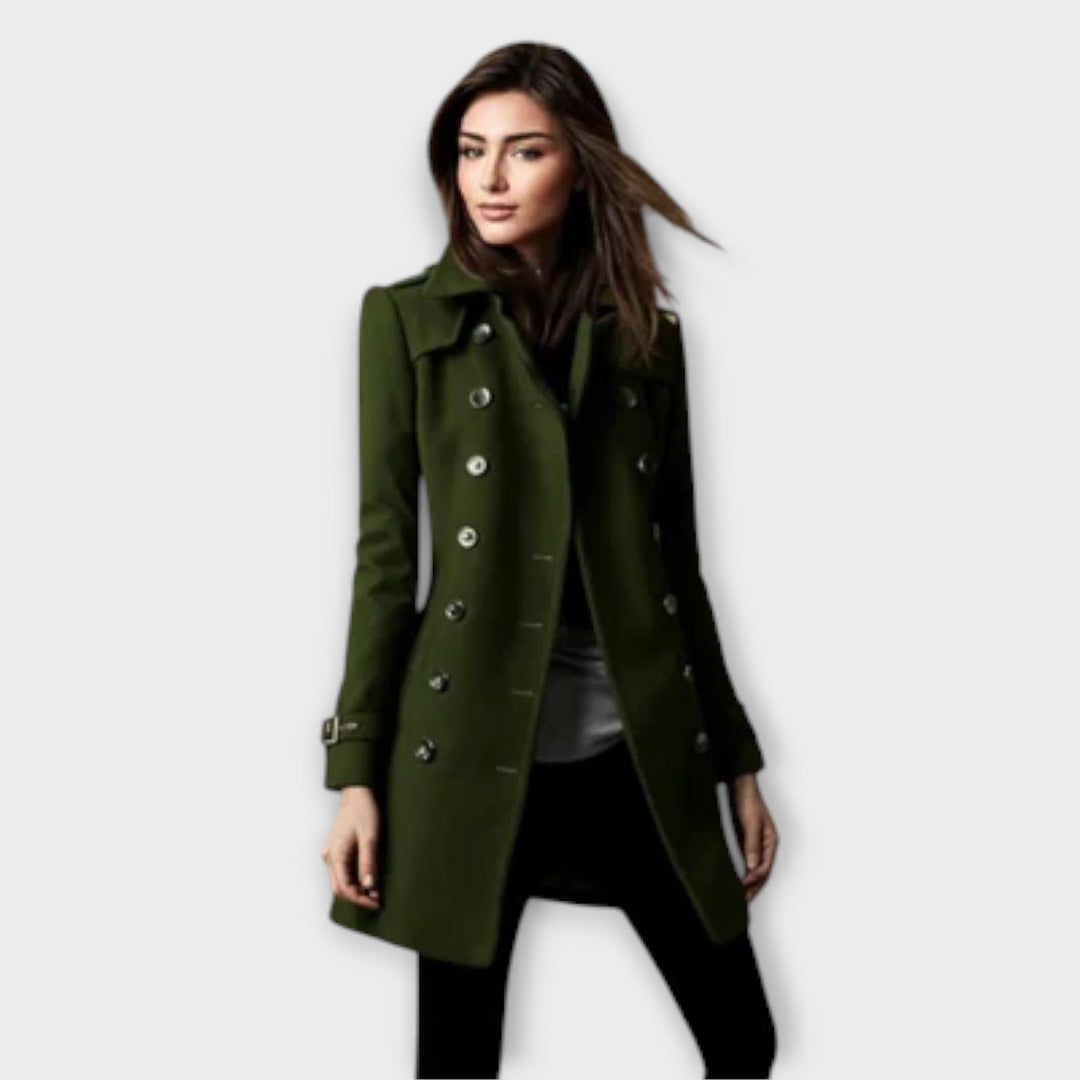 Linda - Blauer doppelreihiger Trenchcoat