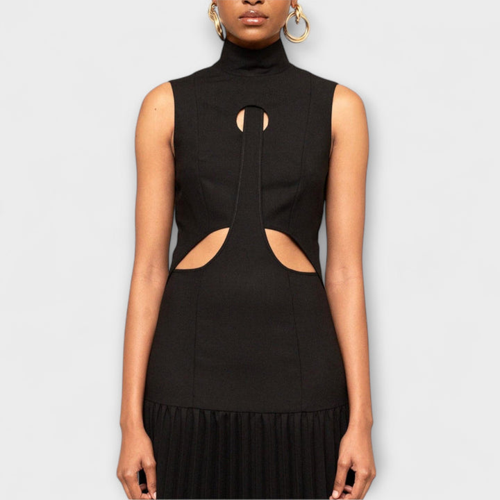 Kristen - Schwarzes Maxikleid mit Cut-Outs