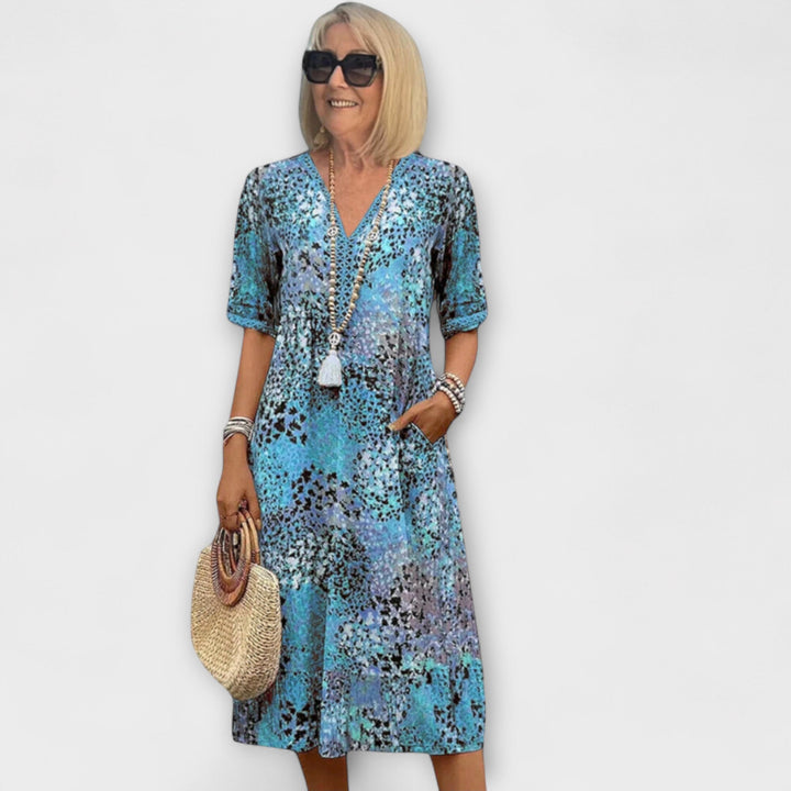 Maja - Braunes Sommerkleid mit Blütenmuster