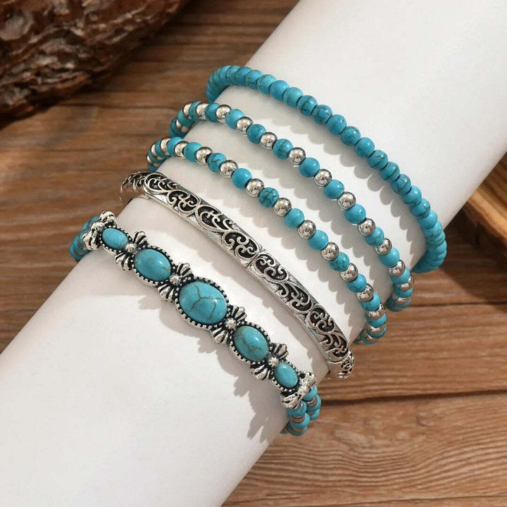 Silver Beaded Bracelet Saoirse with Turquoise