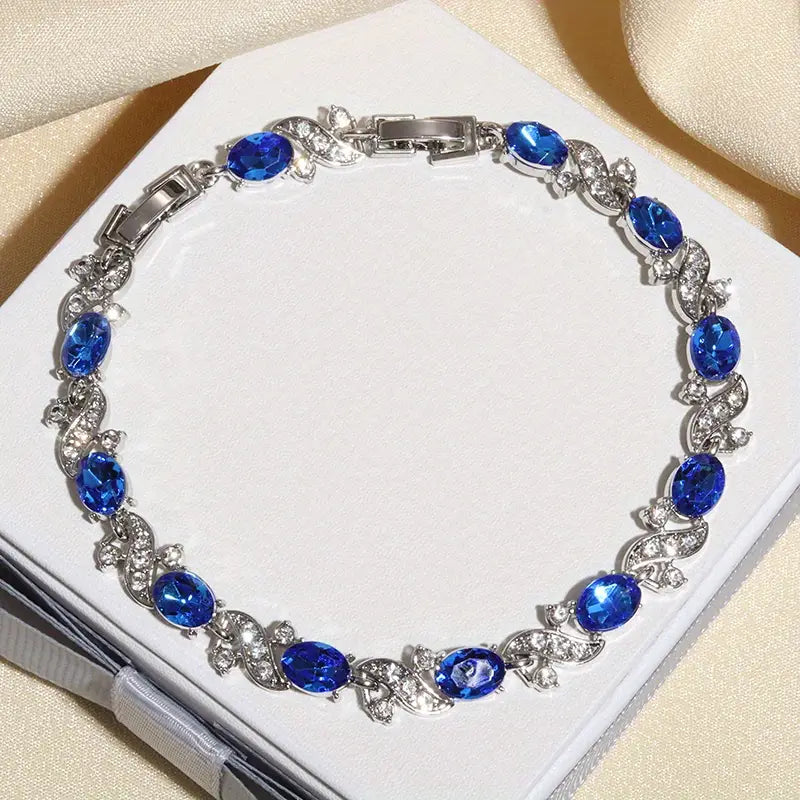 Silver Tennis Bracelet Saoirse with Sapphire