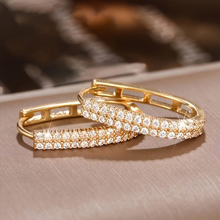 Gold Hoop Earrings Béibhinn with Zirconia