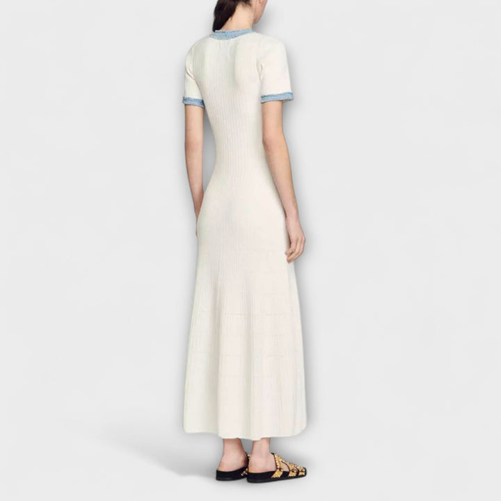 Alecia - Weisses strukturiertes Maxikleid
