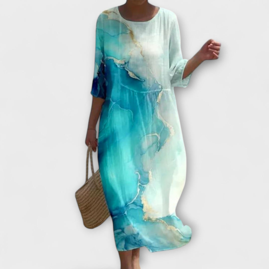 Miranda - Mintgrünes Midikleid mit Rosenmuster
