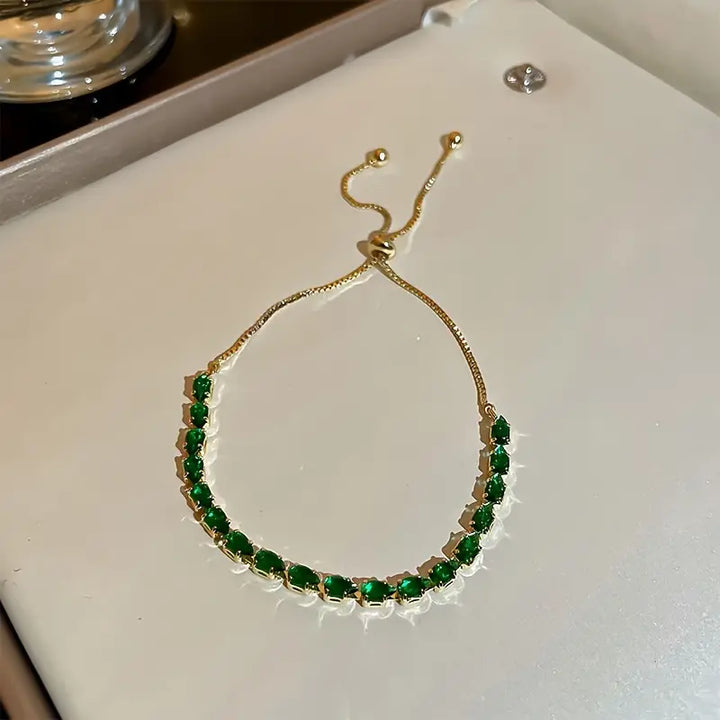 Rose Gold Tennis Bracelet Éabha with Emerald