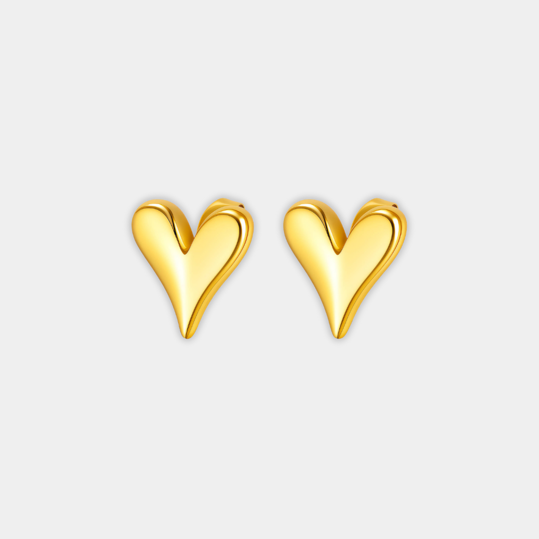 Gold Heart Stud Earrings Caoimhe