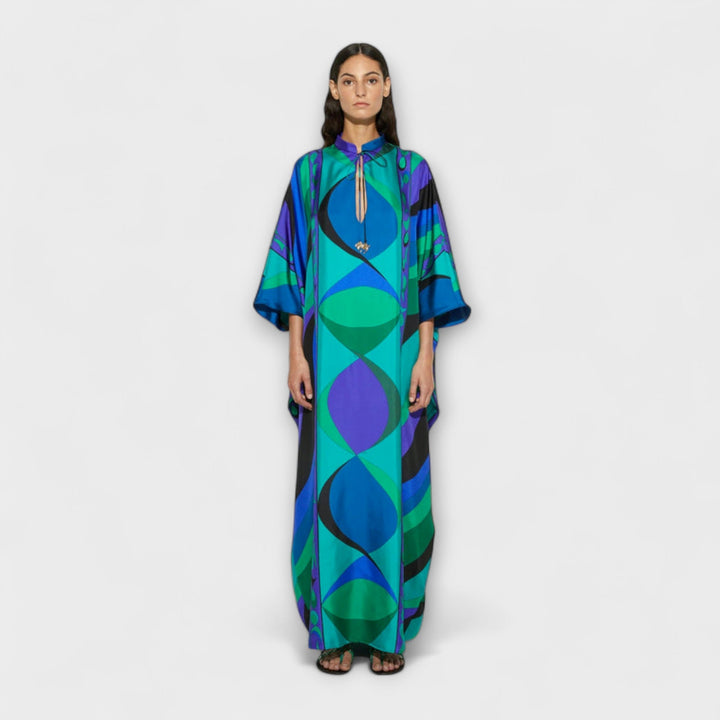 Harper - Bunter psychedelischer Satin-Kaftan