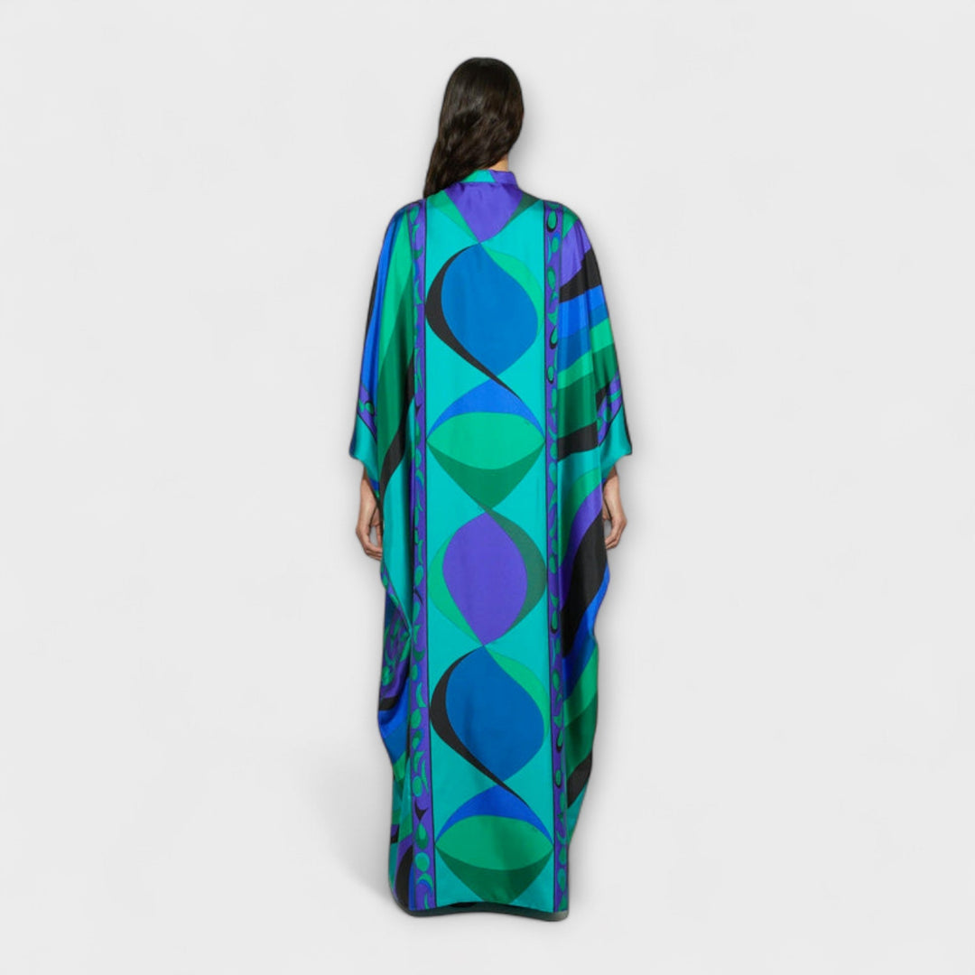Harper - Bunter psychedelischer Satin-Kaftan