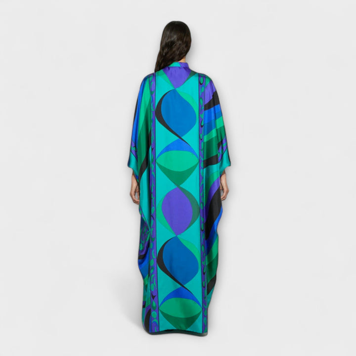 Harper - Bunter psychedelischer Satin-Kaftan