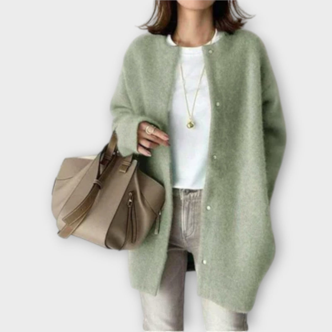 Lilly - Brauner eleganter Cardigan mit Knopfleiste
