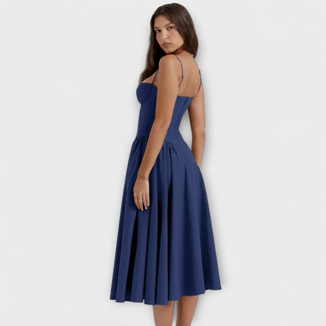 Rosalie - Salbeigrünes ärmelloses Korsettkleid