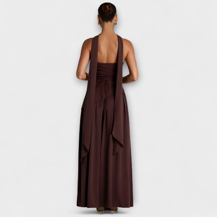 Ada - Gelbes elegantes Maxikleid mit Schlitz