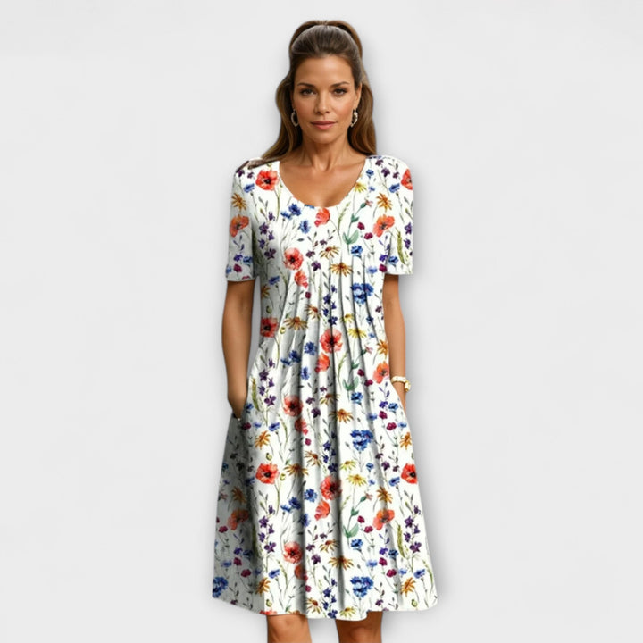 Candice - Weisses Kleid mit Streublumen