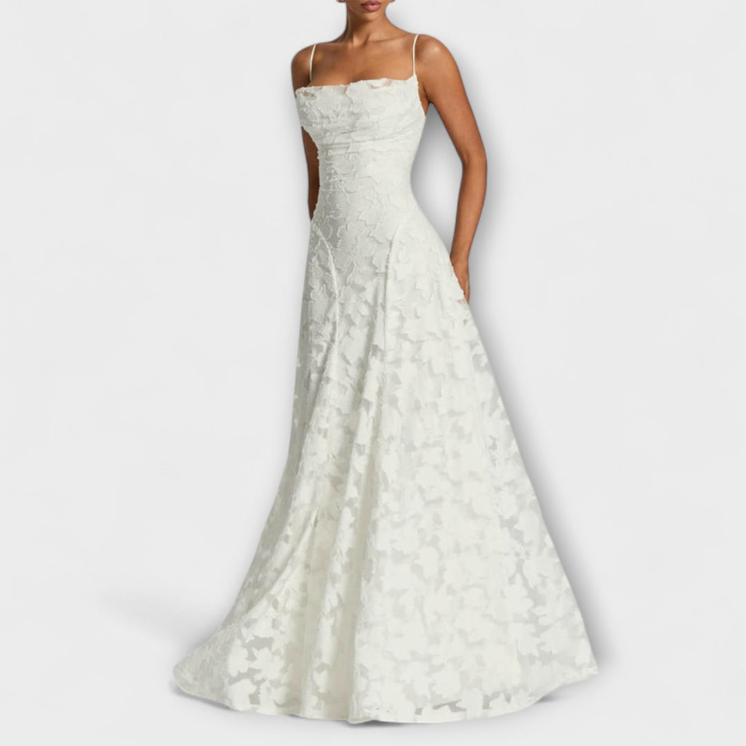 Emberly - Weisses Jacquard-Maxikleid