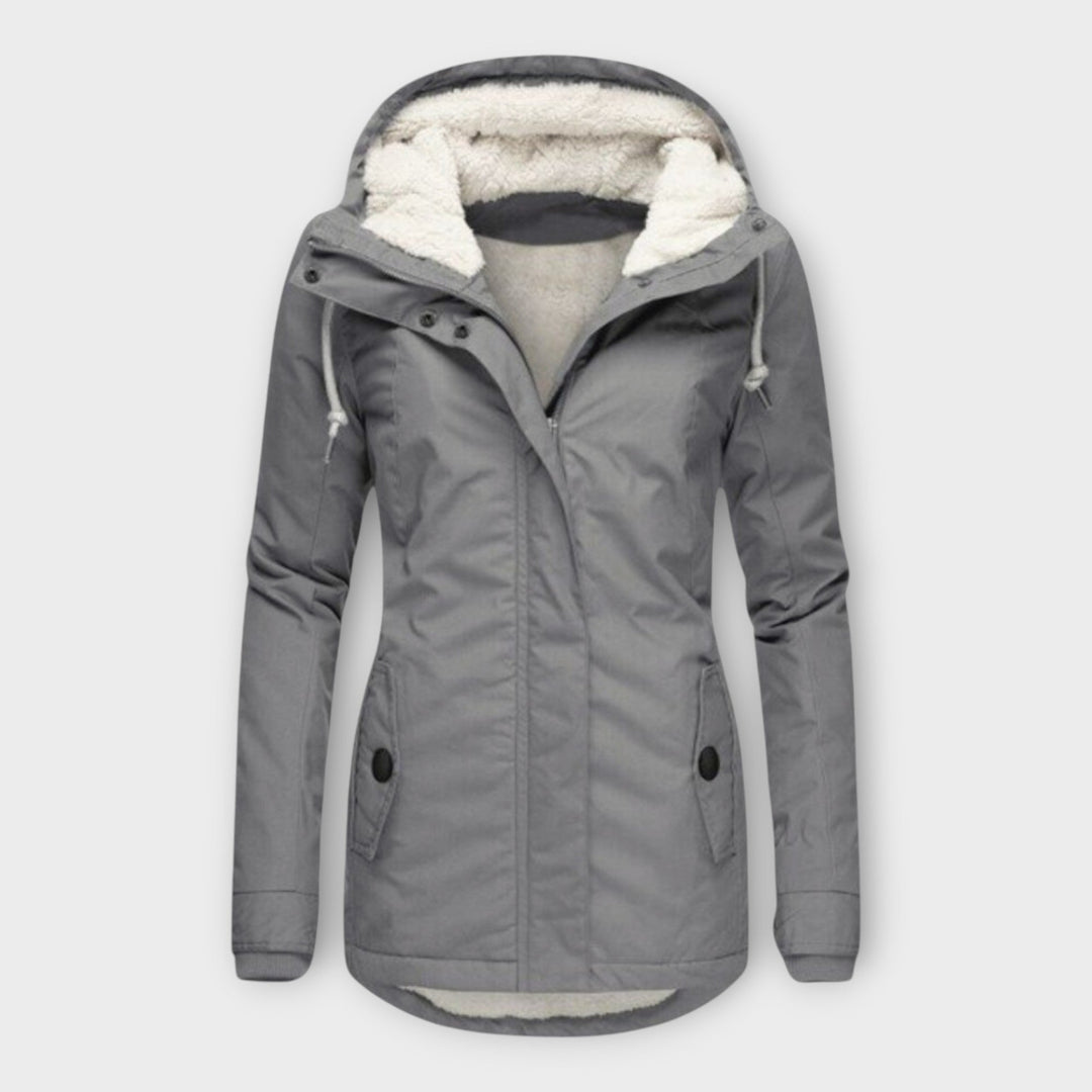 Sophie - Olivgrüne gefütterte wasserfeste Winterjacke