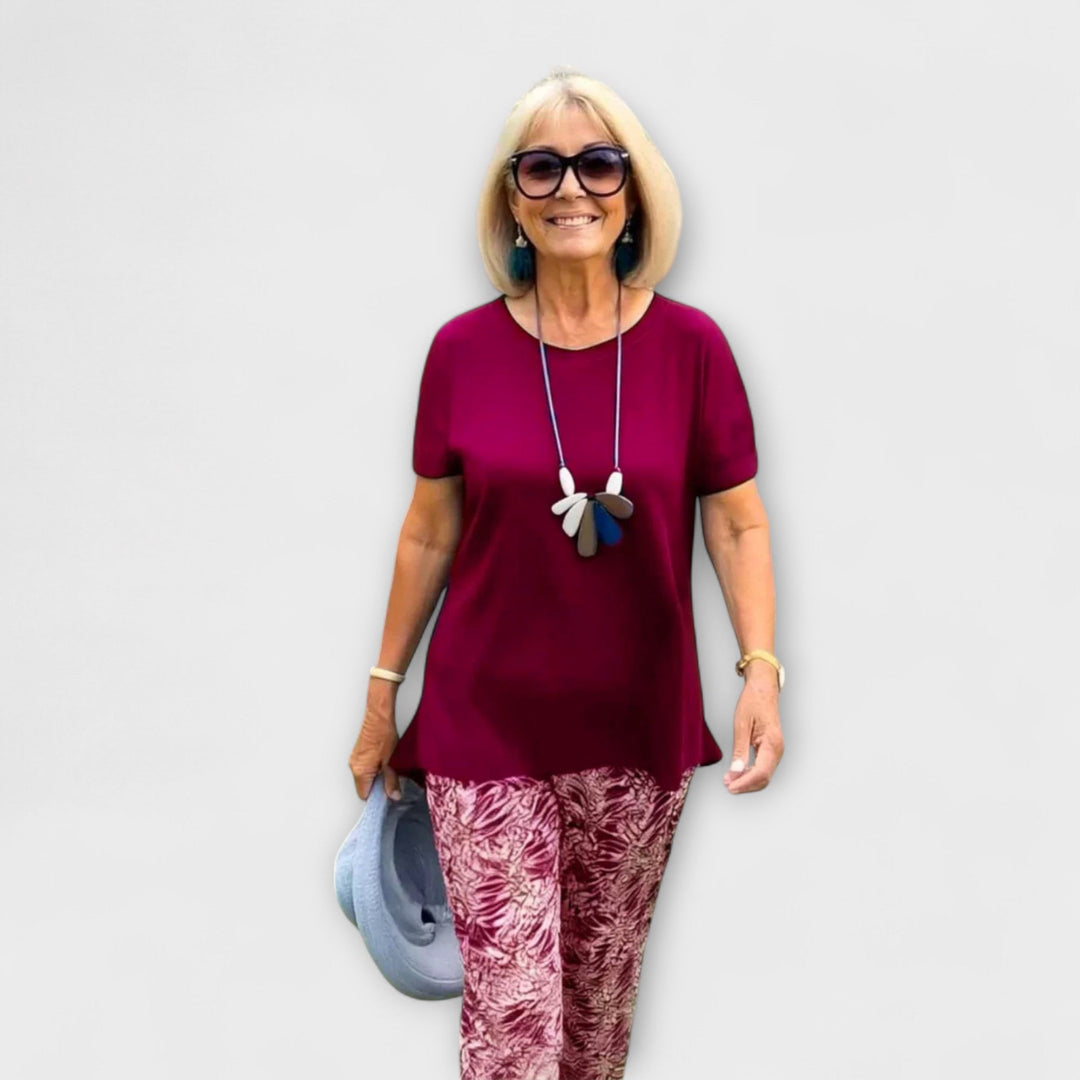 Arielle - Dunkelblaues Sommer-Ensemble mit Print
