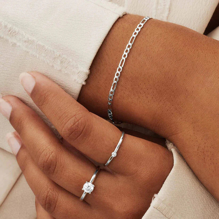 Silver Figaro Chain Bracelet Nuala