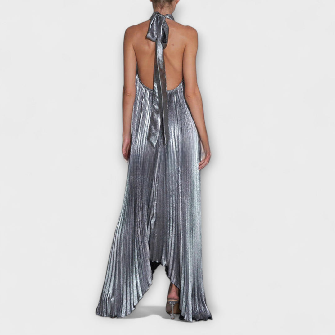 Calliope - Silbernes Metallic-Maxikleid